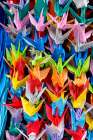 1001 cranes origami created as prayer for peace on display in Peace Memorial Park, Hiroshima, Japan Art Print